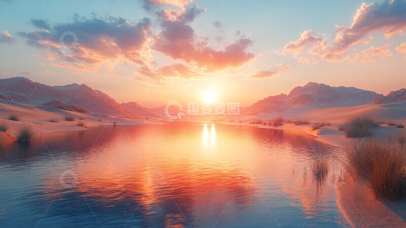 高清大图下载【趣麦麦图】彩色天空与沙漠