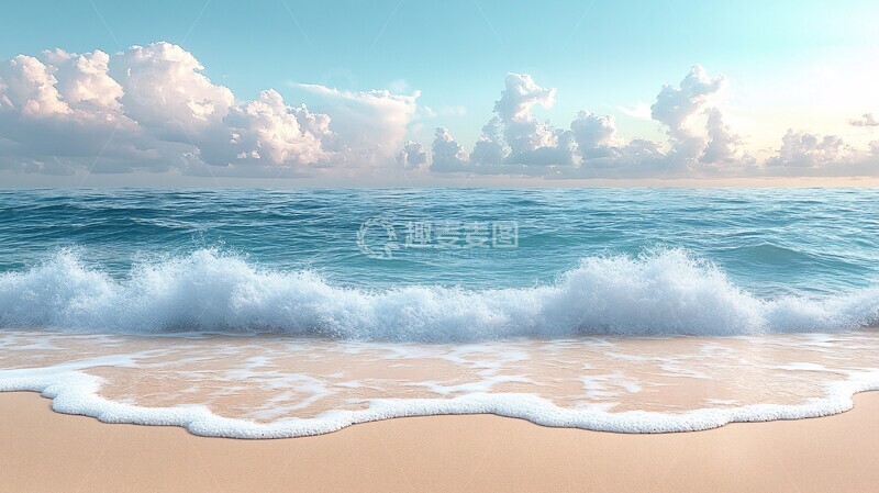 高清大图下载【趣麦麦图】沙滩波浪渐进图1