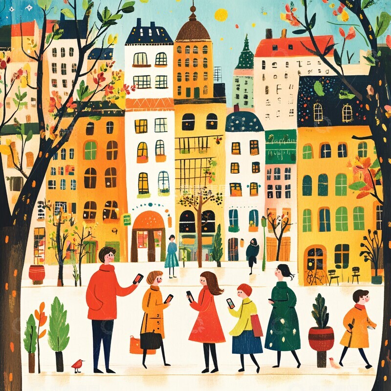 高清大图下载【趣麦麦图】手机小城的日常