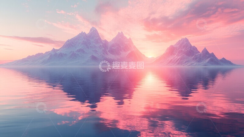 高清大图下载【趣麦麦图】湖面山影水面背景风景