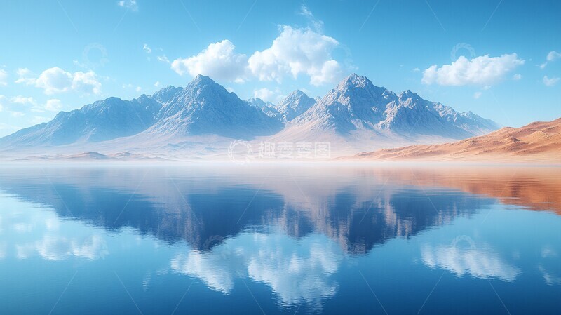 高清大图下载【趣麦麦图】沙漠湖水平静山1