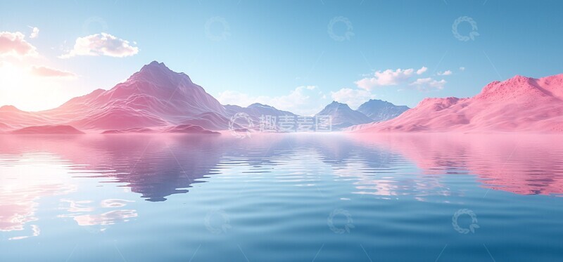 高清大图下载【趣麦麦图】蓝天沙漠水影