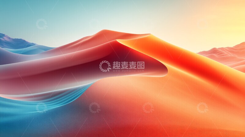 高清大图下载【趣麦麦图】橙蓝渐变沙丘1