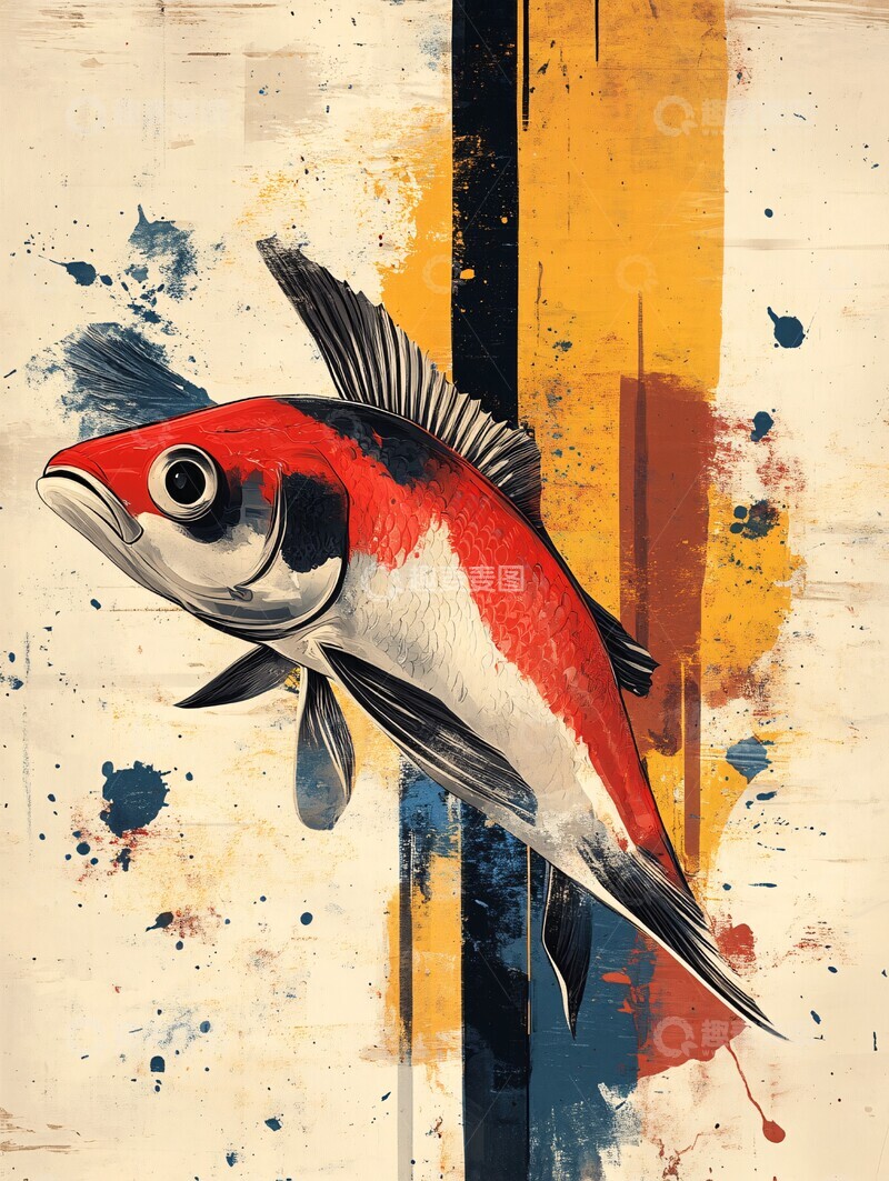 高清大图下载【趣麦麦图】-鱼形矢量抽象图1