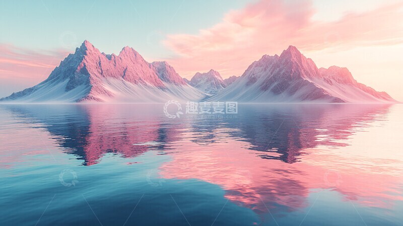 高清大图下载【趣麦麦图】湖面山影水面背景风景1