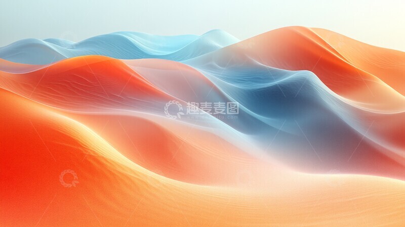 高清大图下载【趣麦麦图】橙蓝渐变沙丘2