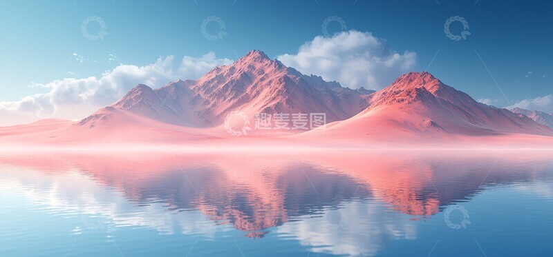 高清大图下载【趣麦麦图】蓝天沙漠水影1