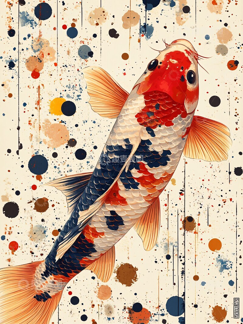高清大图下载【趣麦麦图】锦鲤斑点密纹图