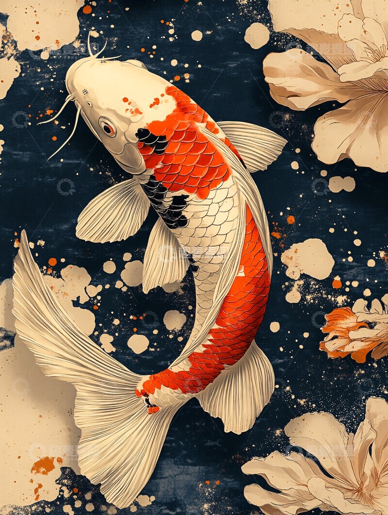高清大图下载【趣麦麦图】锦鲤斑点密纹图1