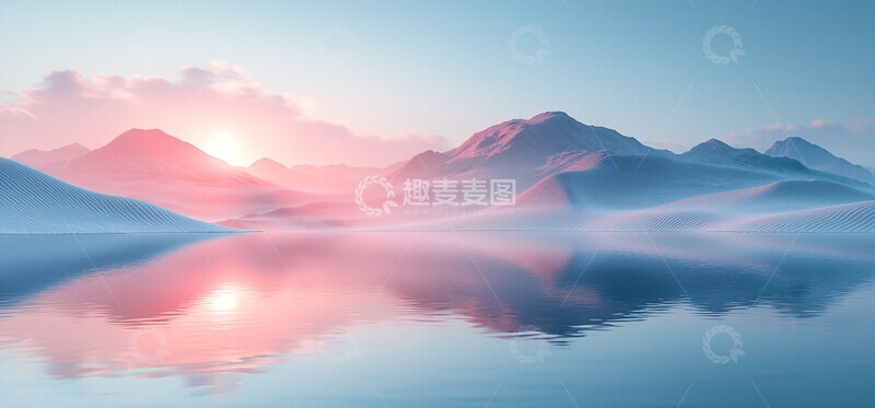 高清大图下载【趣麦麦图】蓝天沙漠水影2