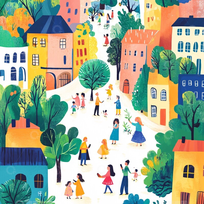 高清大图下载【趣麦麦图】手机小城的日常1