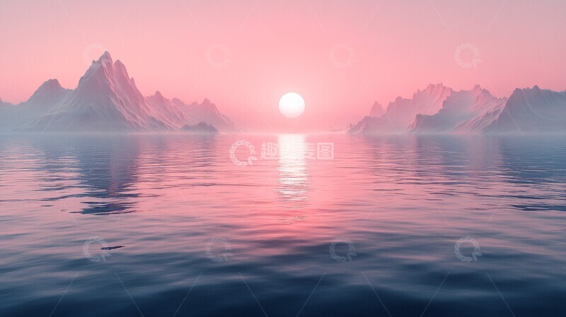 高清大图下载【趣麦麦图】湖面山影水面背景风景2