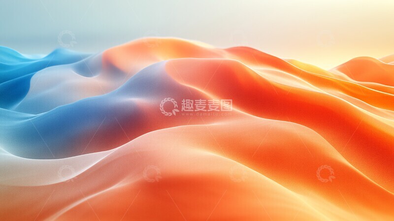 高清大图下载【趣麦麦图】橙蓝渐变沙丘
