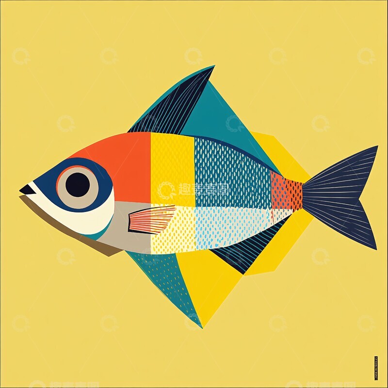 高清大图下载【趣麦麦图】热带鱼几何图案2