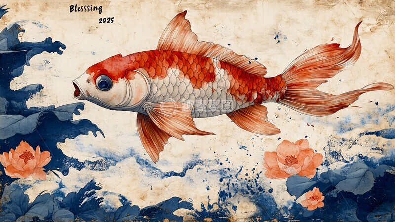 高清大图下载【趣麦麦图】鱼灯剪纸祝福
