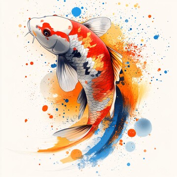 鲤鱼跃动鲤鱼跃动扁平