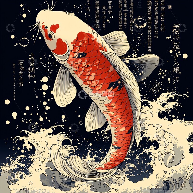 高清大图下载【趣麦麦图】传统艺术锦鲤