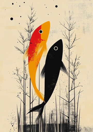 双鱼抽象抽象形状色彩1