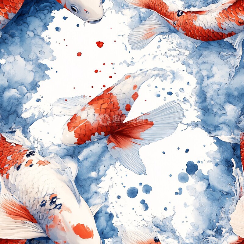 高清大图下载【趣麦麦图】双尾锦鲤游动