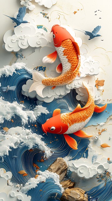 云海双鲤图云海双鲤金山1