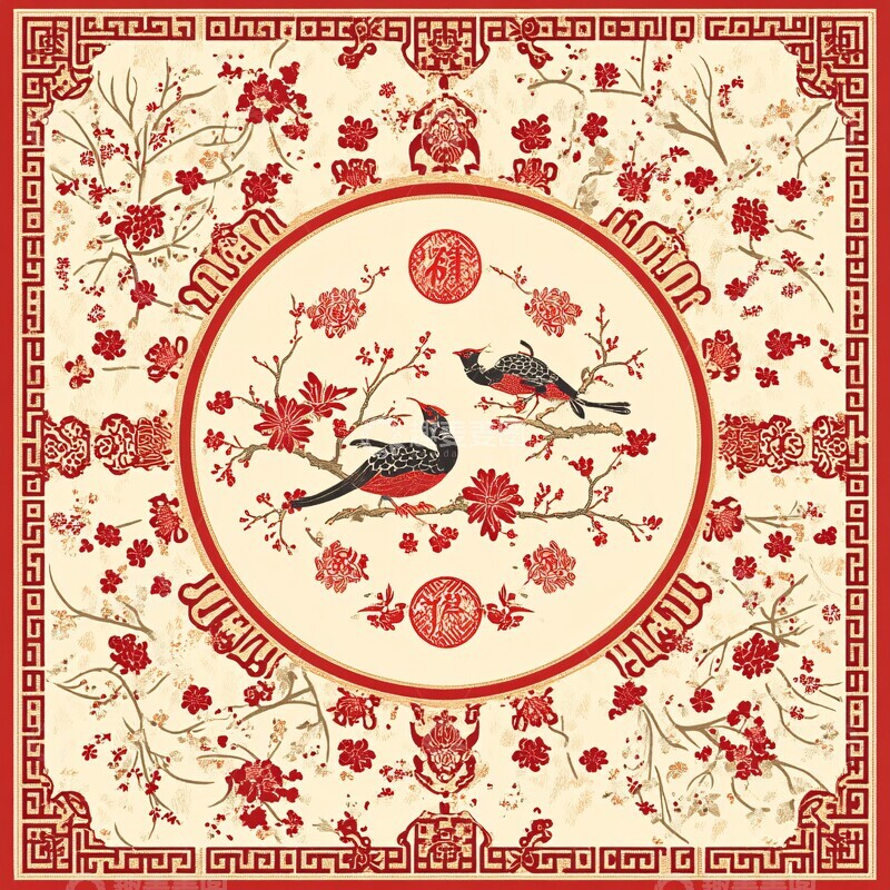 高清大图下载【趣麦麦图】新春佳节对联图案