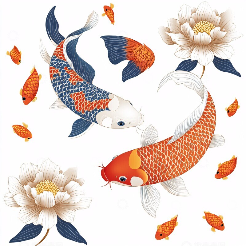 高清大图下载【趣麦麦图】剪纸锦鲤剪纸锦鲤图案