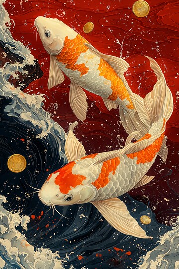 游动的橙色锦鲤