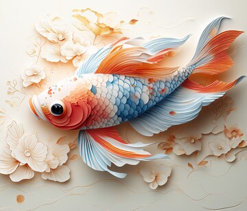 春节鱼剪纸剪纸春节蓝色1