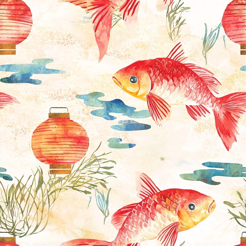 高清大图下载【趣麦麦图】-鲤鱼游灯笼鲤鱼游动灯笼1