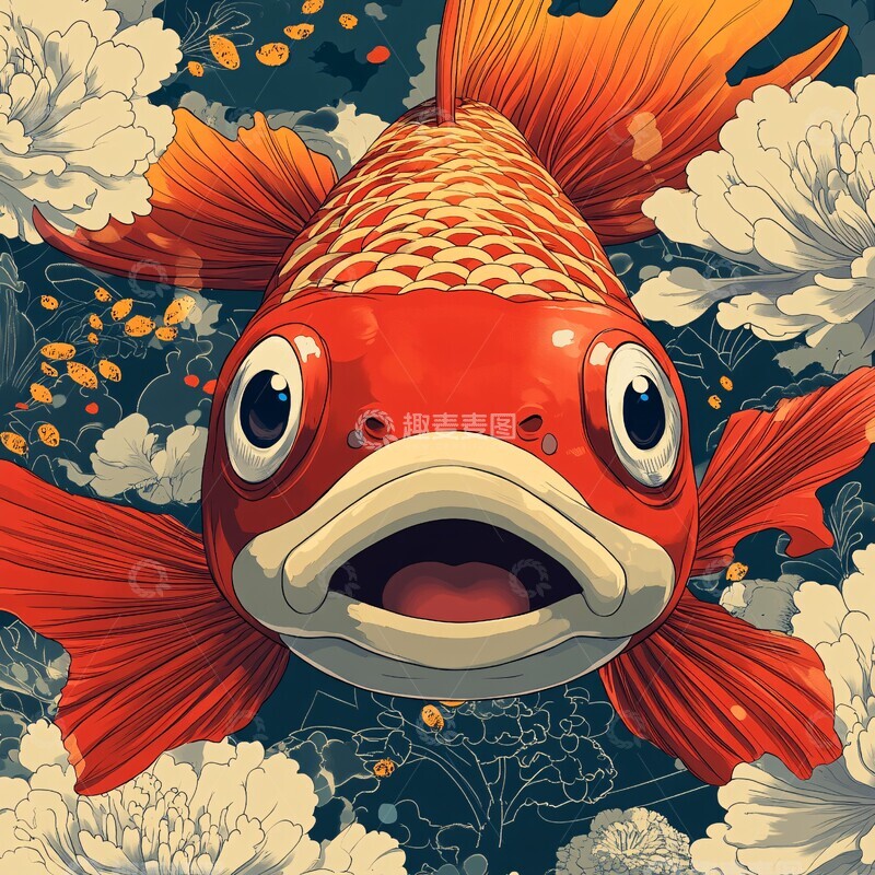高清大图下载【趣麦麦图】红鲤鱼戏曲脸谱1