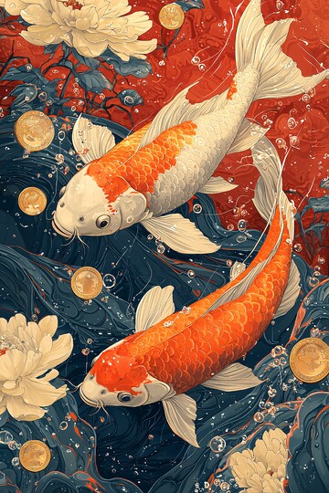 游动的橙色锦鲤1