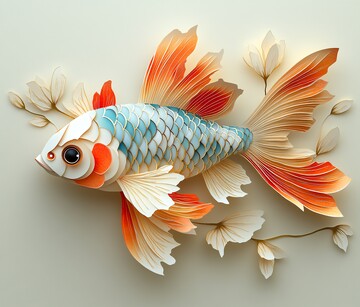 春节鱼剪纸剪纸春节蓝色2