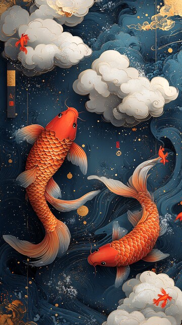 云海双鲤图云海双鲤金山