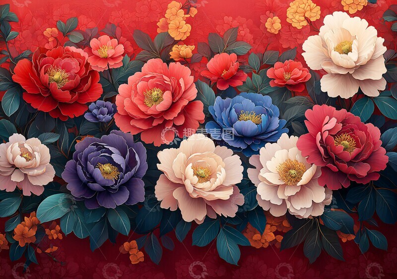 高清大图下载【趣麦麦图】牡丹花卉纹样2