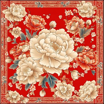 红花卉图案布局