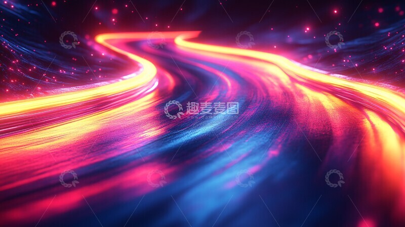 高清大图下载【趣麦麦图】霓虹线条穿过背景1