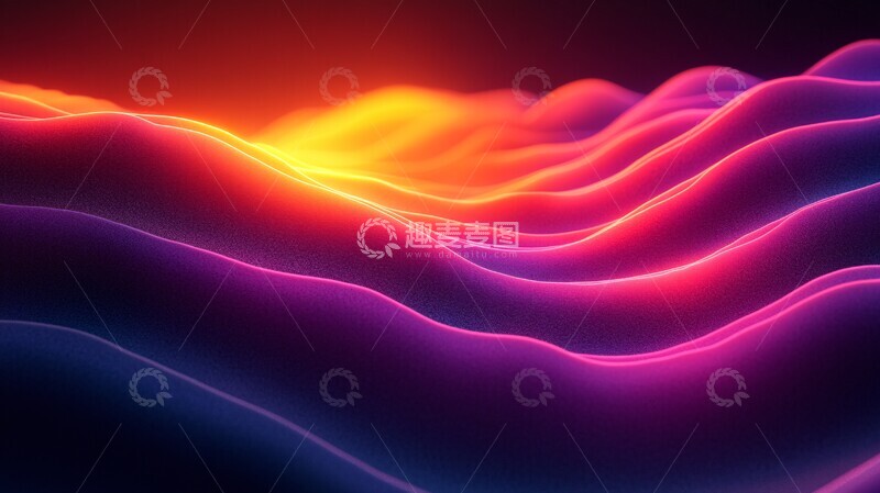 高清大图下载【趣麦麦图】紫橙波浪条纹图2