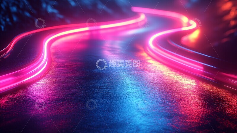 高清大图下载【趣麦麦图】霓虹线条穿过背景2