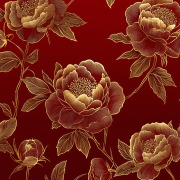 东方牡丹金线纹背景1