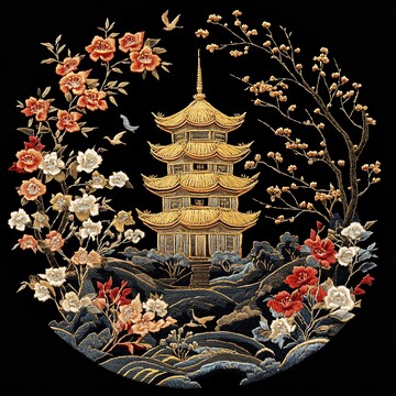 黄鹤楼刺绣作品2