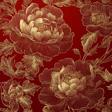 东方牡丹金线纹背景3
