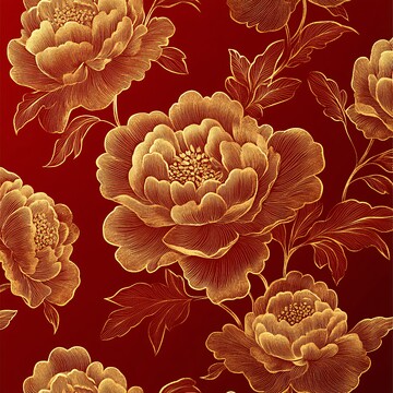 东方牡丹金线纹背景