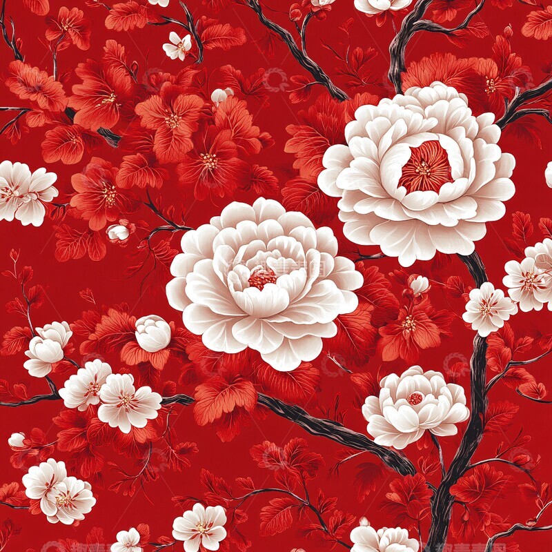 高清大图下载【趣麦麦图】红花卉图案布局3