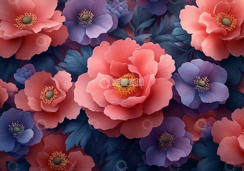 高清大图下载【趣麦麦图】牡丹花卉纹样1