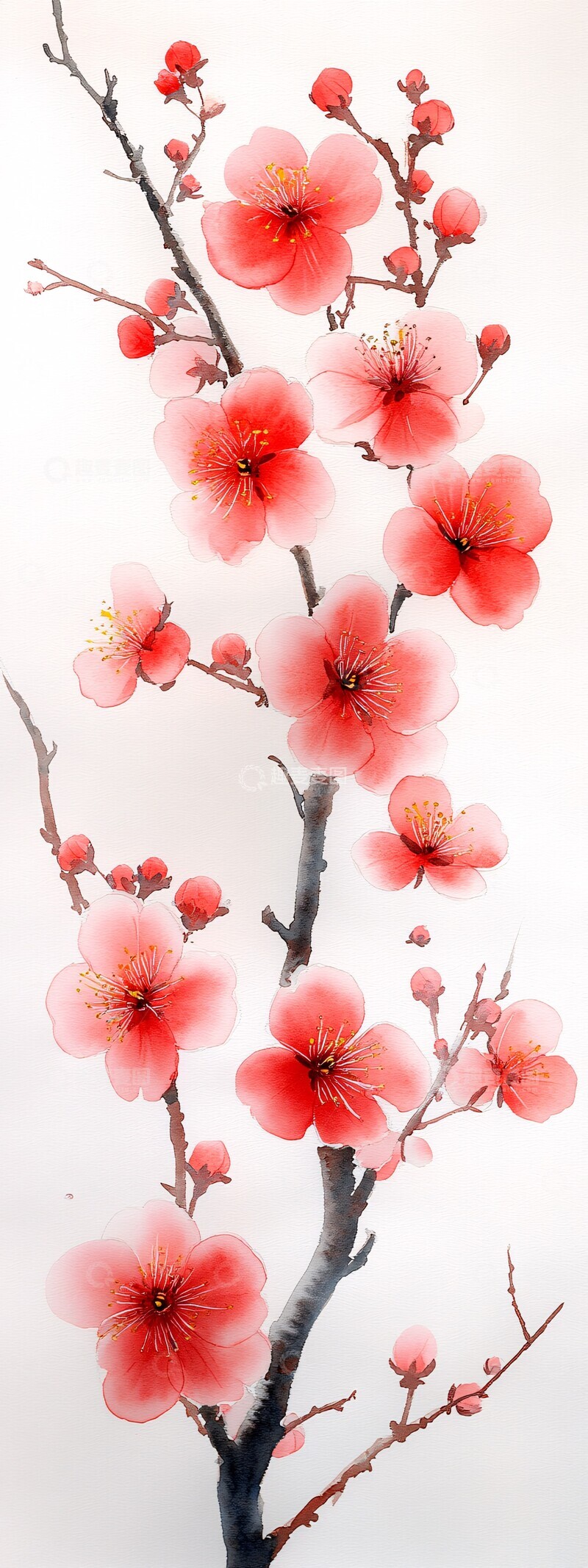 高清大图下载【趣麦麦图】樱花水彩形状1