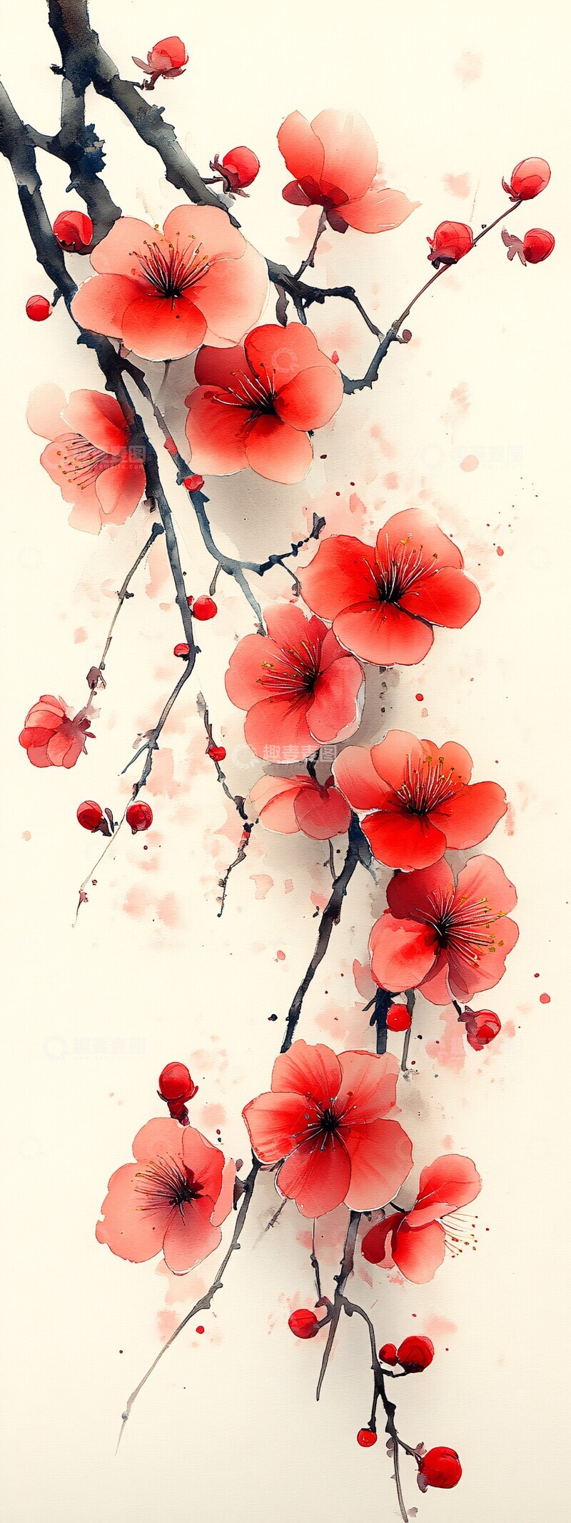 高清大图下载【趣麦麦图】樱花水彩形状2