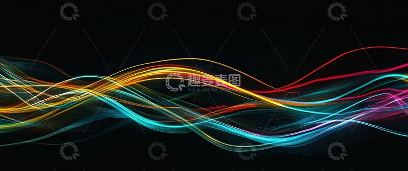 高清大图下载【趣麦麦图】霓虹线条黑色壁纸