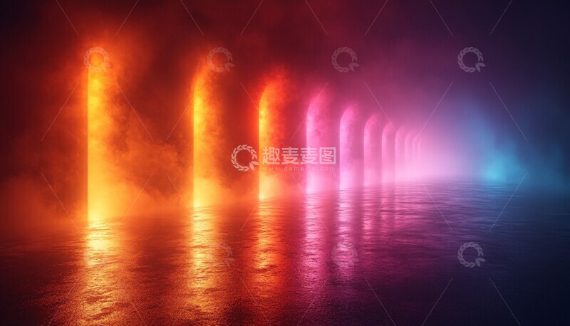 高清大图下载【趣麦麦图】霓虹色彩发光背景2