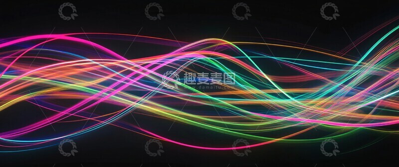 高清大图下载【趣麦麦图】霓虹线条黑色壁纸3