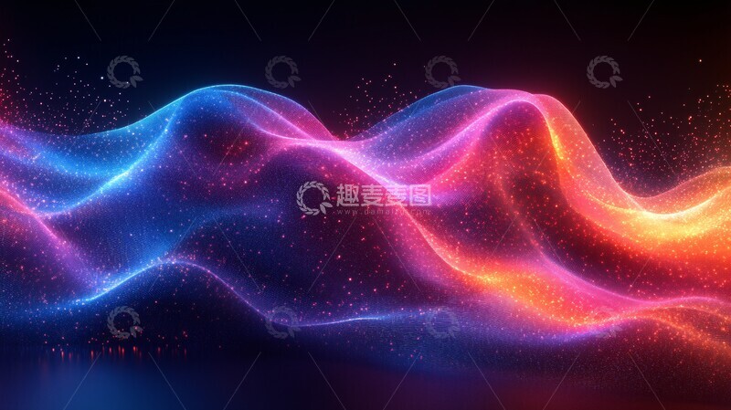 高清大图下载【趣麦麦图】霓虹线条声波设计2